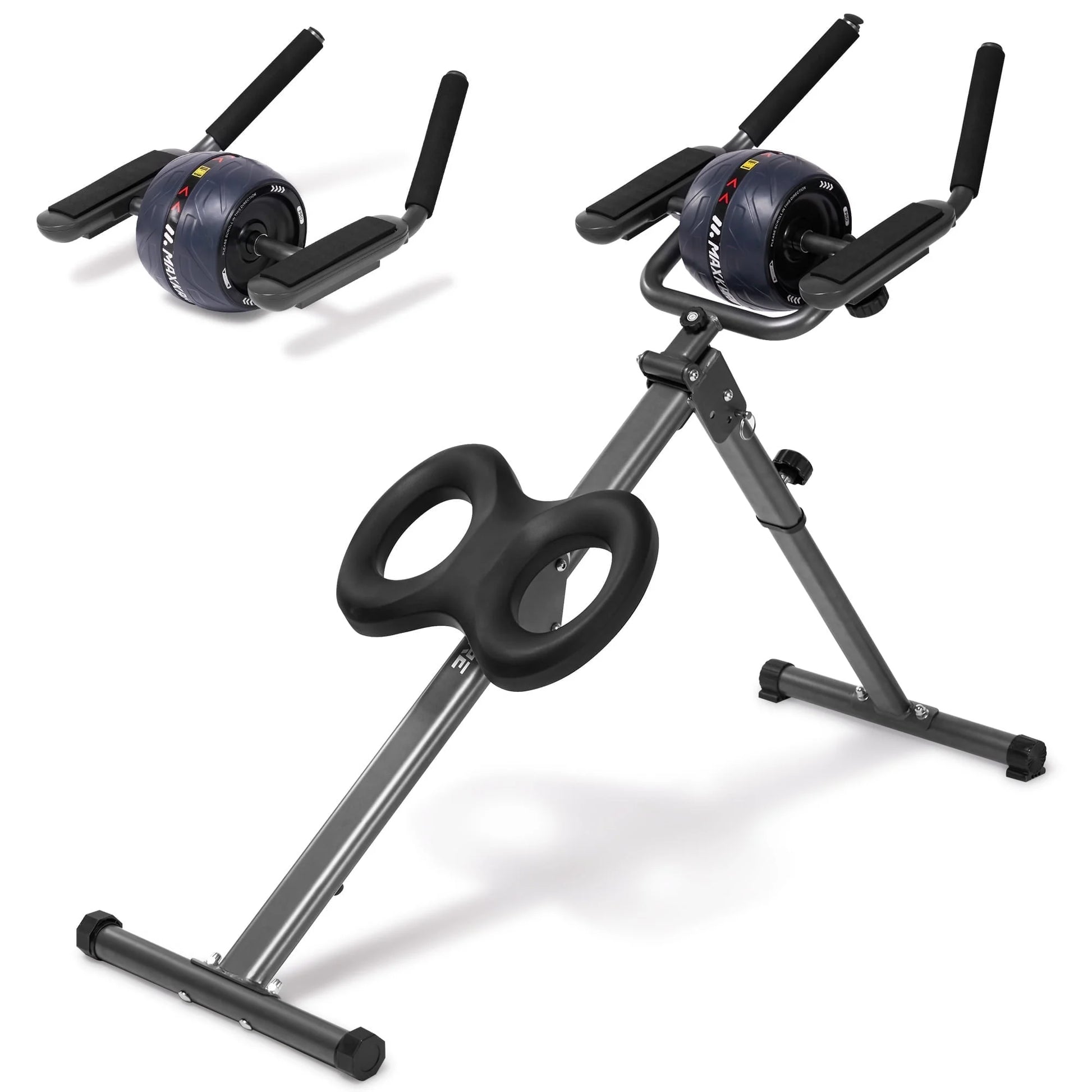 Adjustable Ab Machine for Home Gym, 6-Level Core Workout Equipment with Detachable Ab Roller Wheel for Women, Foldable Core Trainer, 220Lbs