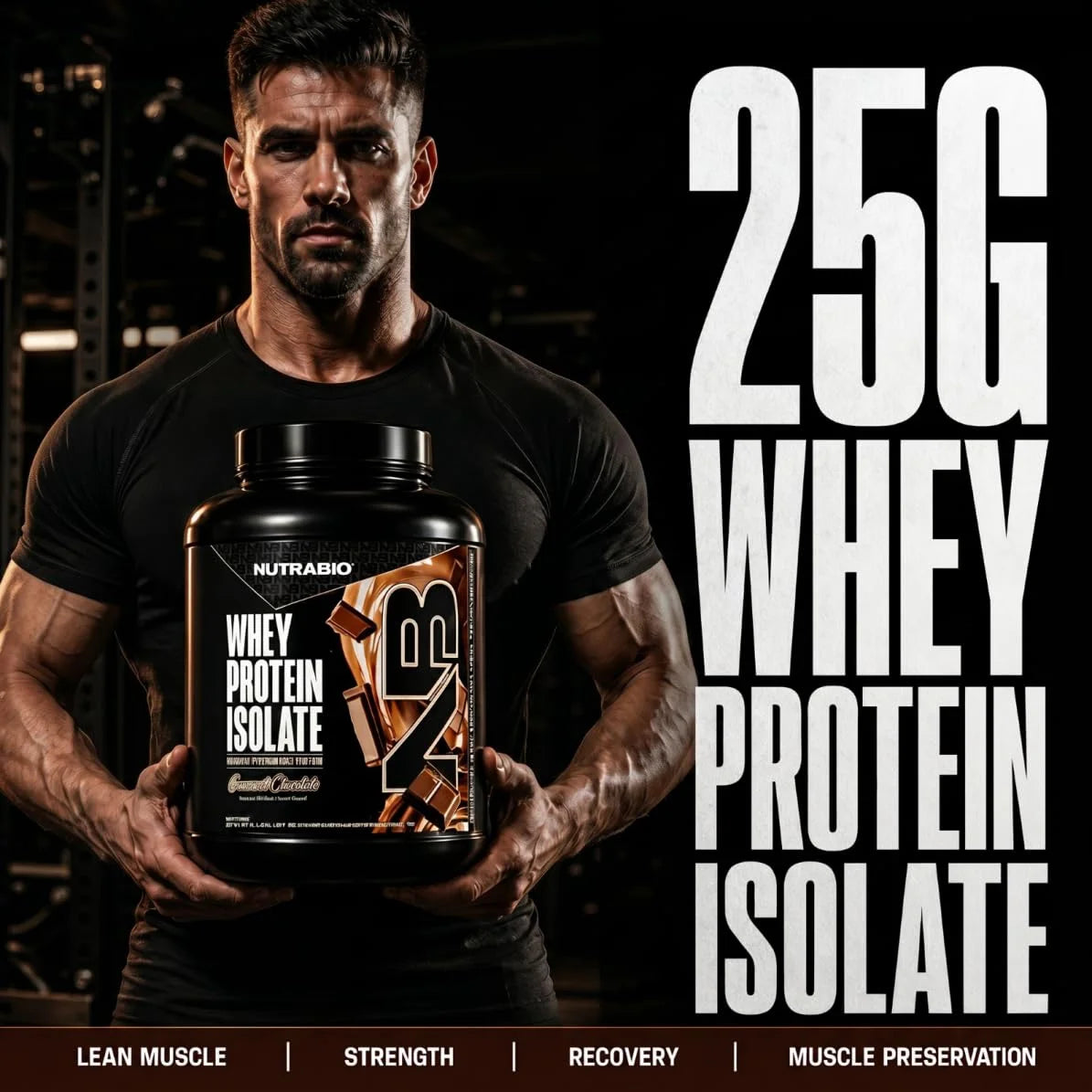 Whey Protein Powder Isolate Supplement – 25G of Protein per Scoop with Complete Amino Acid Profile - Soy and Gluten Free Protein Powder - 50 Servings